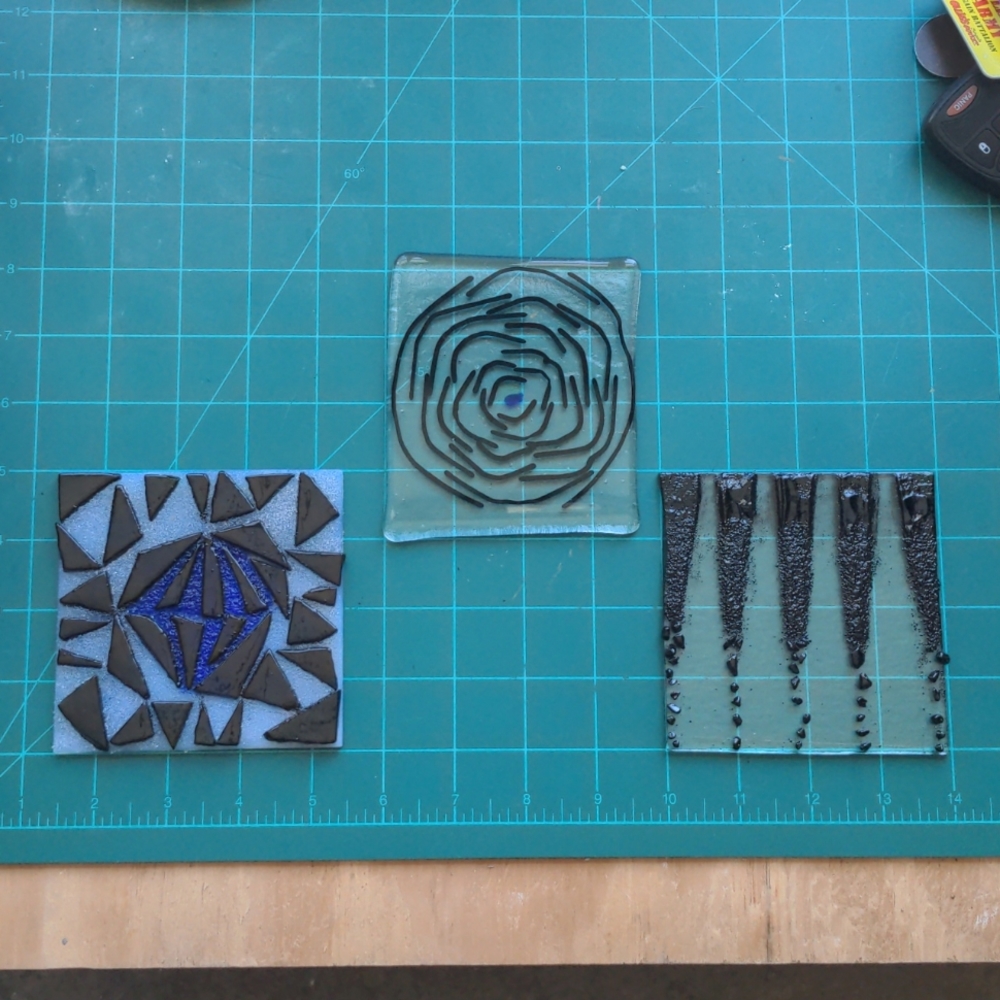 Set of 3 fused glass coasters